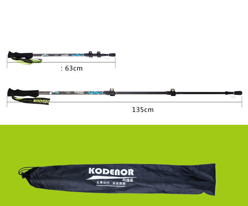 Carbon fiber telescopic three-section outer lock folding trekking pole