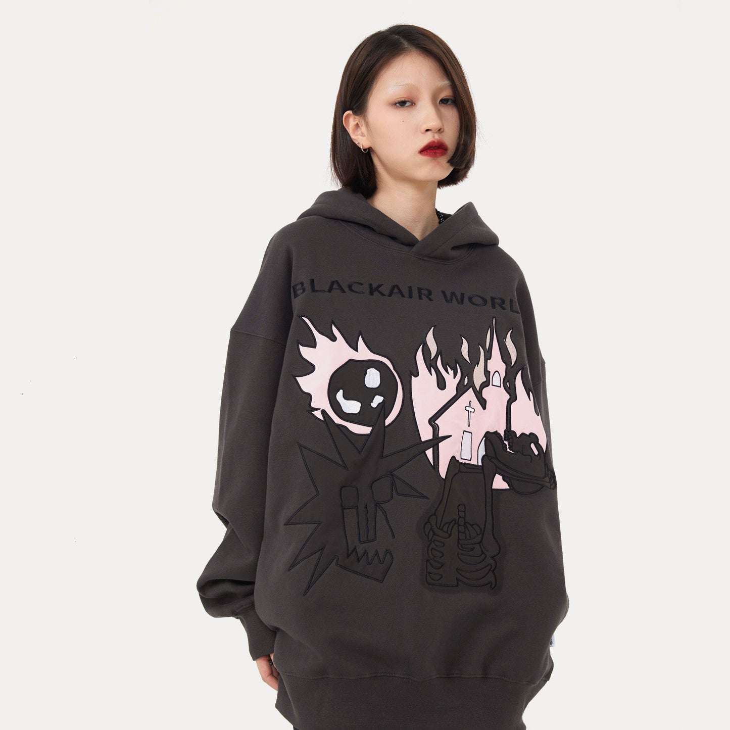 Funny Flame Skull Fleece Hoodie