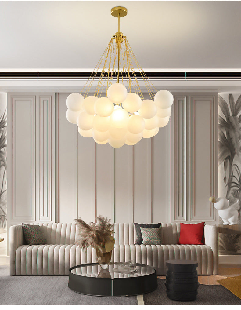 Creative Light Luxury Ball White Glass Bubble Post-modern Living Room Pendant Lamp