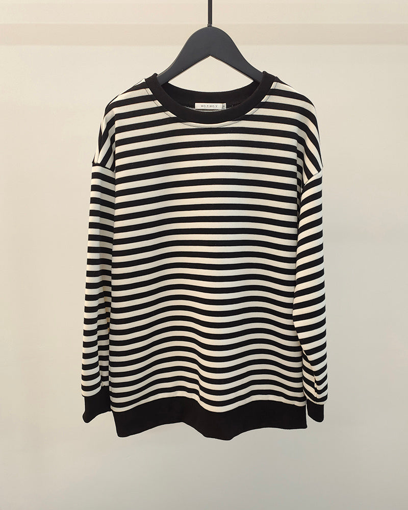 Yiyiyouni Knitted Thick Casual Striped Pullovers Women