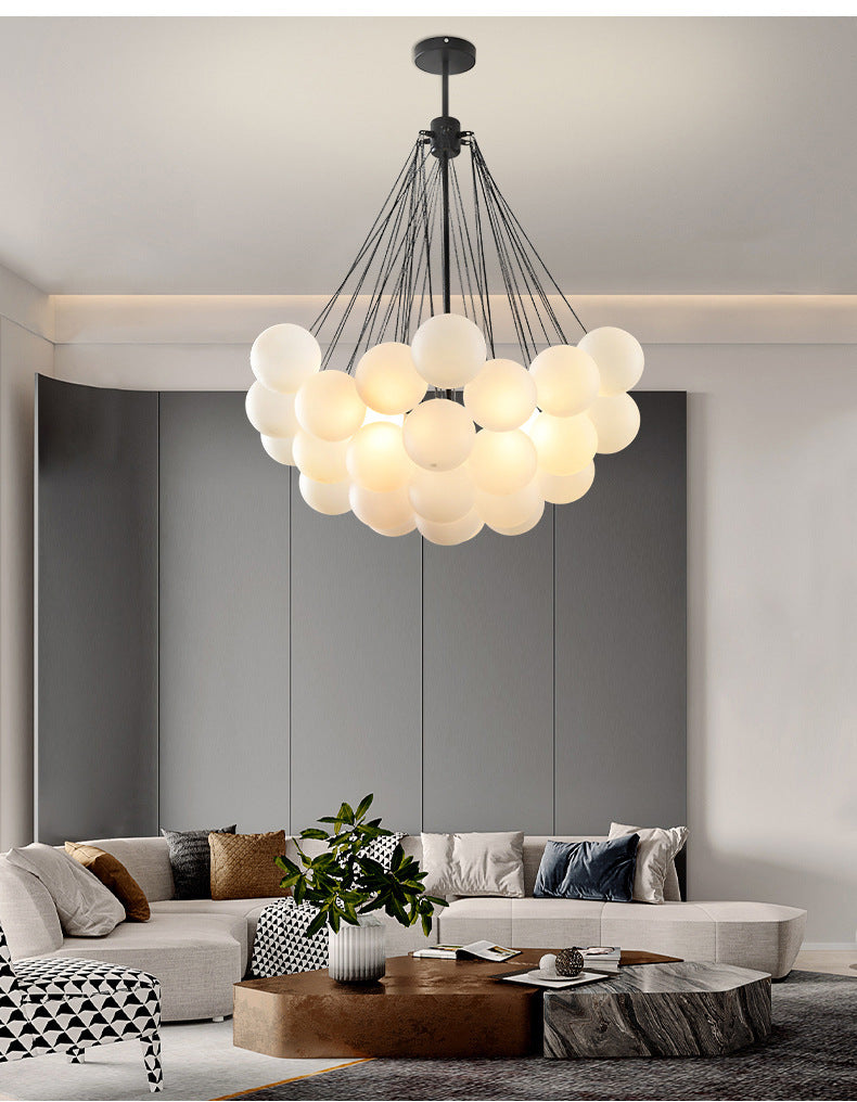 Creative Light Luxury Ball White Glass Bubble Post-modern Living Room Pendant Lamp